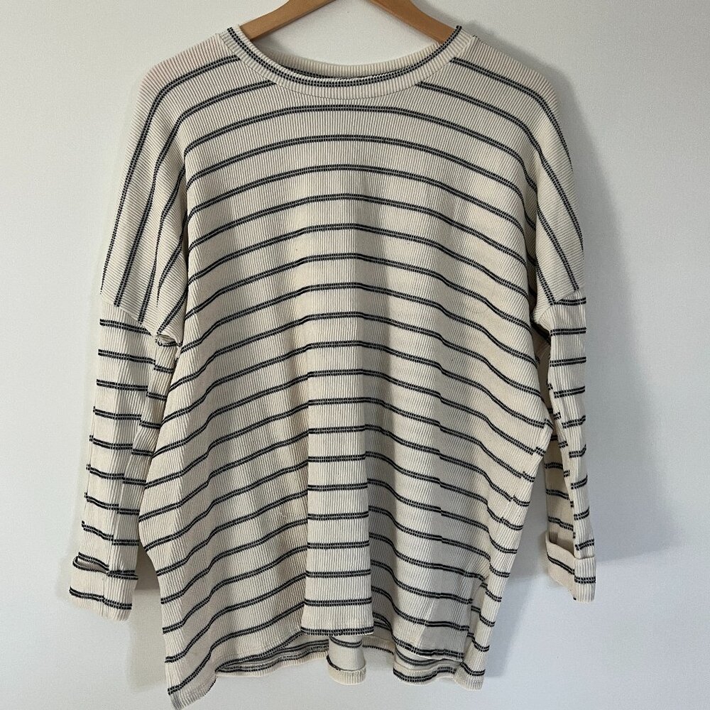 CJLA Evelyn Black and Cream Ribbed Pullover - size XS